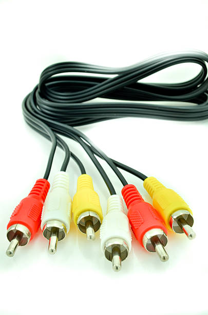 istock Close-up view of audio and video cables. Isolated on white 453555117