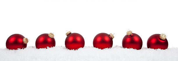 istock Red Christmas ball ornaments/baubles on white 453555883
