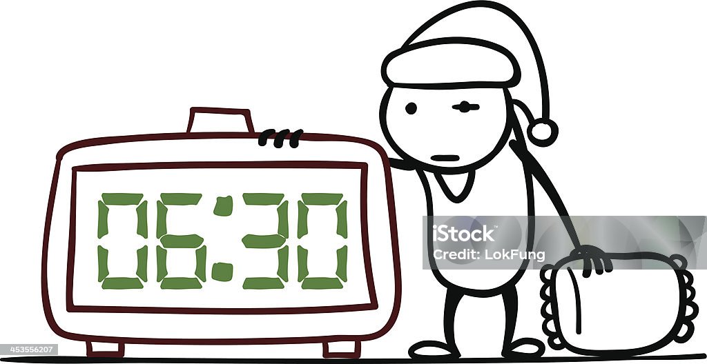 Sleepy homem com um relógio de alarme - Royalty-free Banda desenhada - Produto Artístico arte vetorial