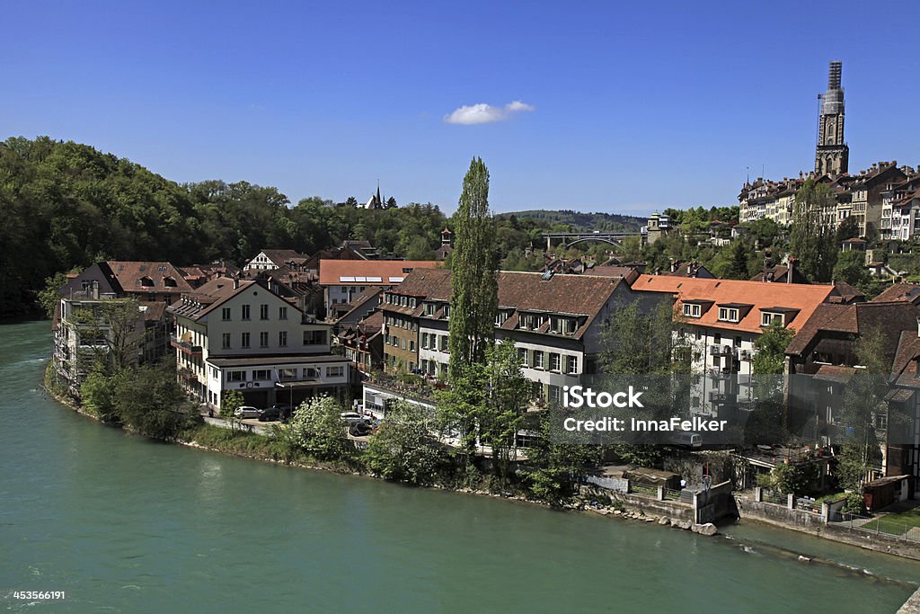 Stadtansicht von Bern, Schweiz und Fluss Aare - Lizenzfrei Alt Stock-Foto