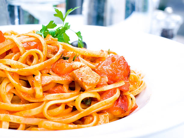 istock Italian meat sauce pasta on the table 453566283