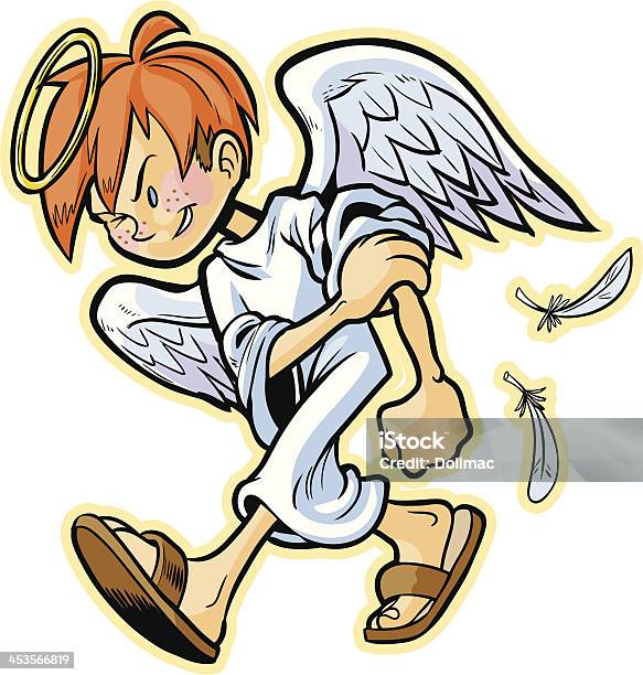 Scrappy Angel With Red Hair Vector Cartoon Stock Illustration - Download Image Now - Rolling, Sleeve, Aggression