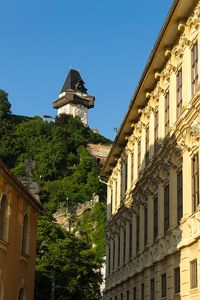 graz - graz clock tower clock austria photos et images de collection