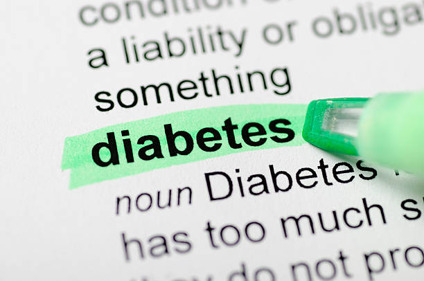 Diabetes highlighted in dictionary stock photo