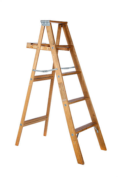 istock Wooden stepladder on a white background 453571617