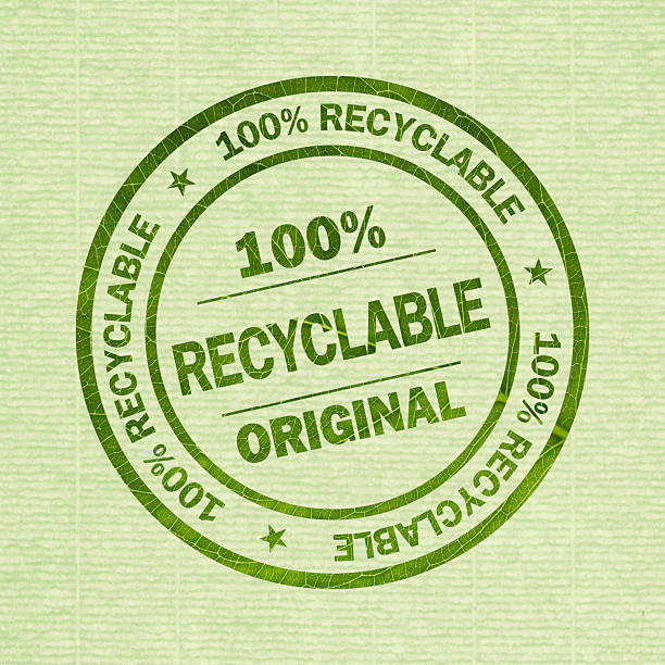 100% Recyclable - round stamp with clipping path stock photo
