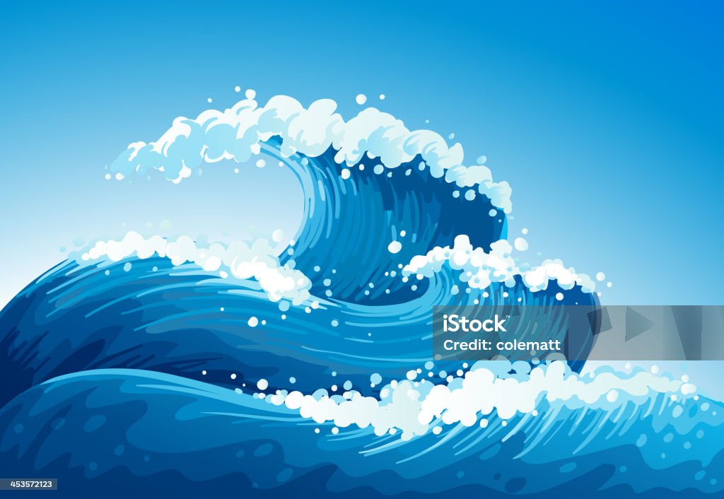 sea with giant waves Artist stock vector