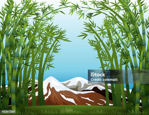 Vetores de Floresta De Bambu E As Montanhas Cobertas De Neve e mais imagens de Azul - Azul, Clip Art, Colina