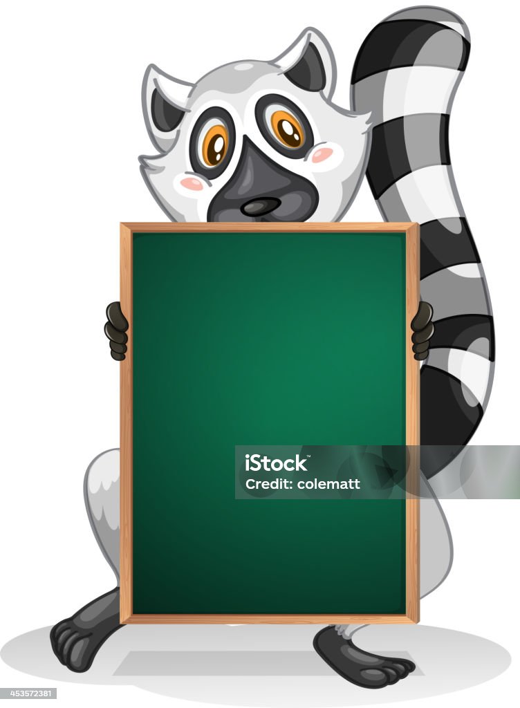 lemur holding an empty board lemur holding an empty board on a white background Advertisement stock vector