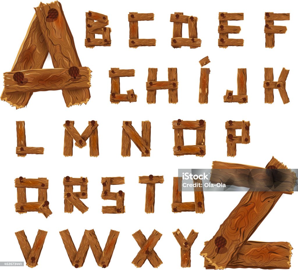 alphabet en bois - clipart vectoriel de En bois libre de droits