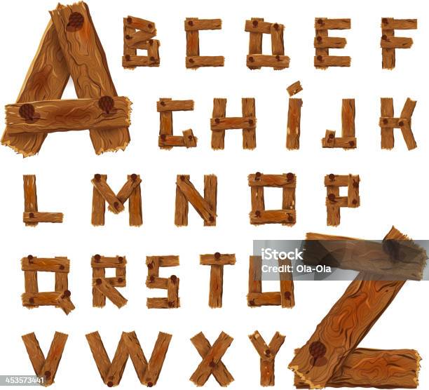 Alphabet En Bois Vecteurs libres de droits et plus d'images vectorielles de En bois - En bois, Police de caractère, Message écrit et lettre de l'alphabet