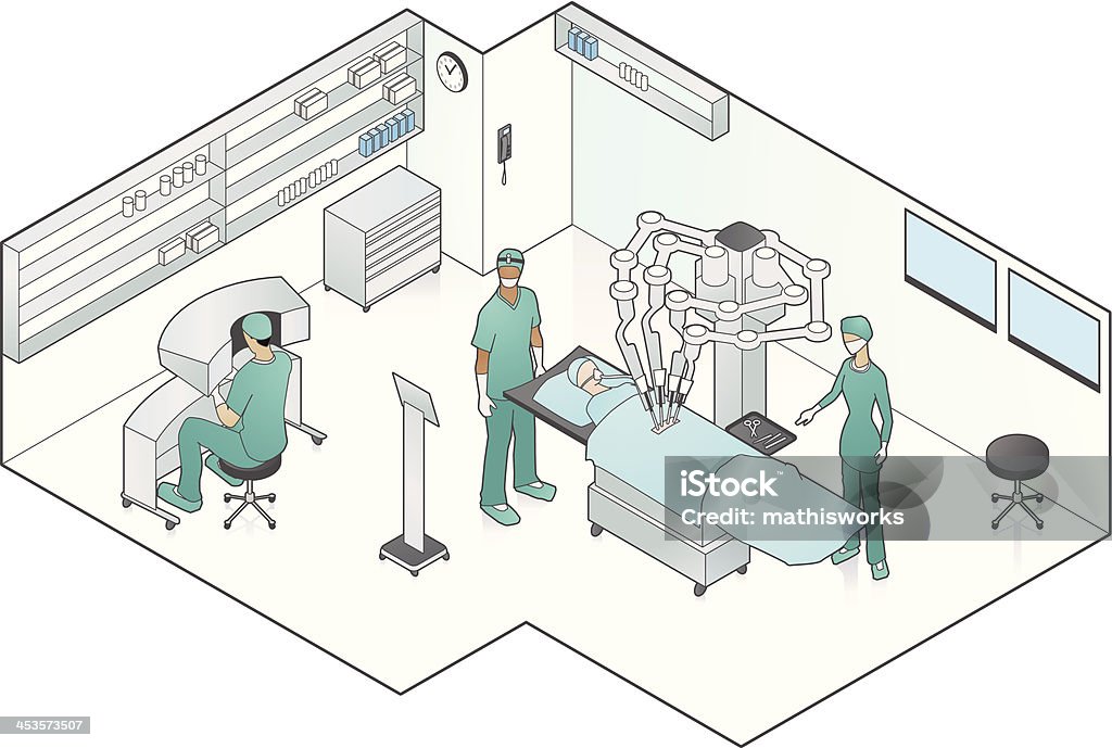 Robot Assisted la cirugía - arte vectorial de Cirugía robótica libre de derechos