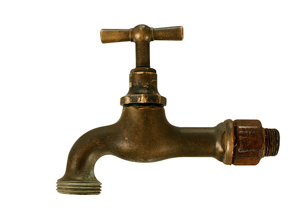 istock Old brass tap, faucet, isolated over white 453577209