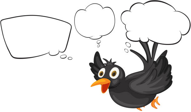illustrations, cliparts, dessins animés et icônes de oiseau noir pensant - birdsong bird one animal flying