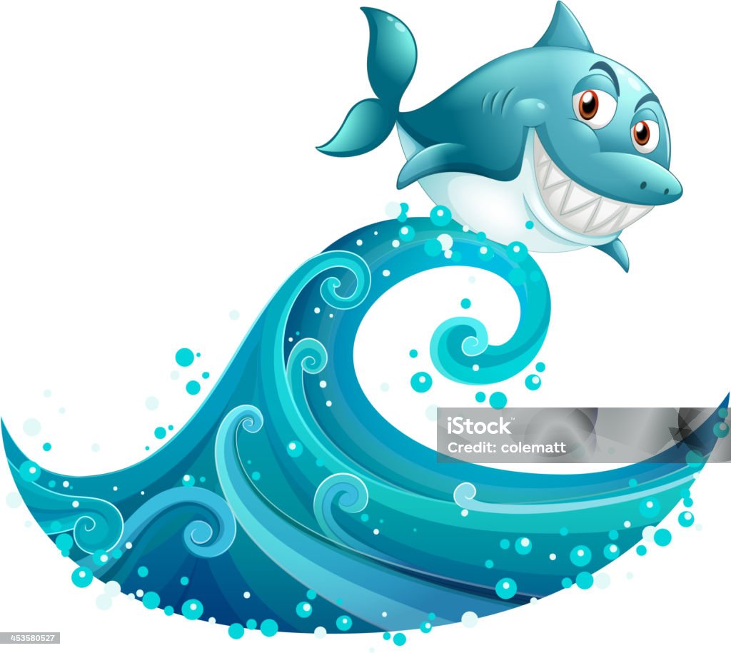 Requin au-dessus de la big wave - clipart vectoriel de Cercle libre de droits