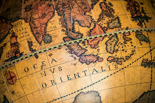 istock Antique globe, close up on Indian Ocean 453581163