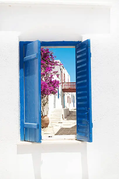 Photo of Traditional greek window on Sifnos island, Greece