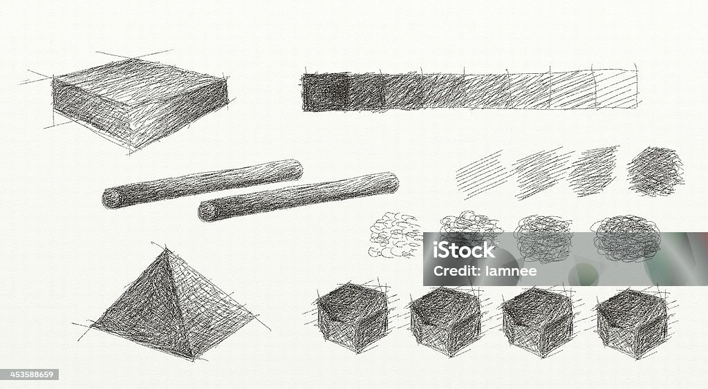 Hand Drawing of Light and Shade Hand Drawing of Light and Shade, A Light Projected onto An Object or Figure Creates Lights, Darks, and Cast Shadows. Architect stock illustration