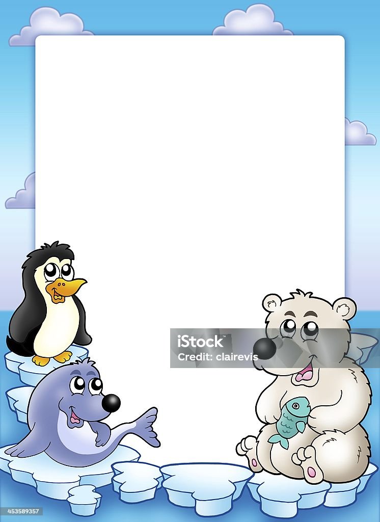 Frame with winter animals Frame with winter animals - color illustration. Animal Stock Photo