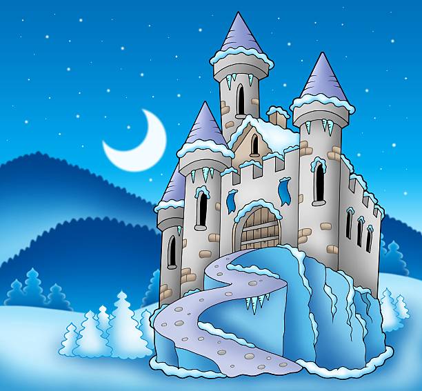 istock Frozen castle in winter landscape 453589371