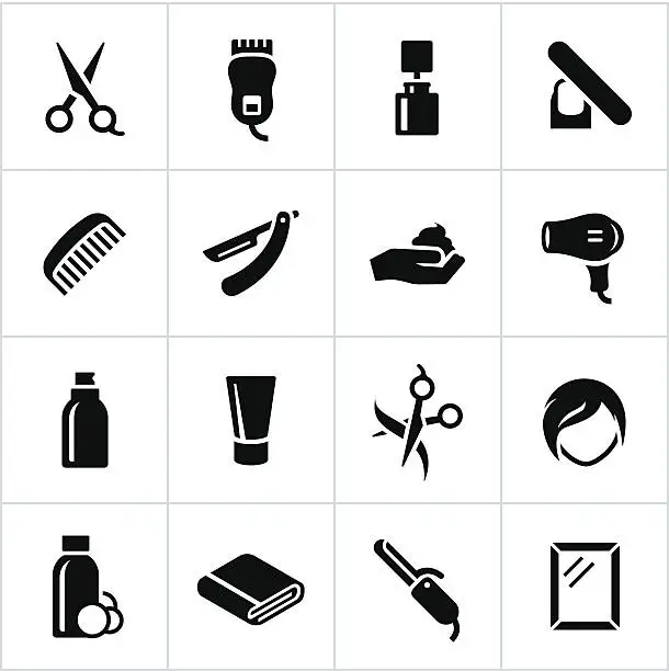 Vector illustration of Black Hair Salon Icons