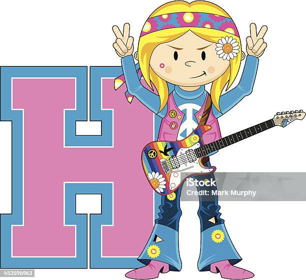 히피 및 기타 학습 알파벳 H 만화에 대한 스톡 벡터 아트 및 기타 이미지 - 만화, 기타-현악기, 일러스트레이션