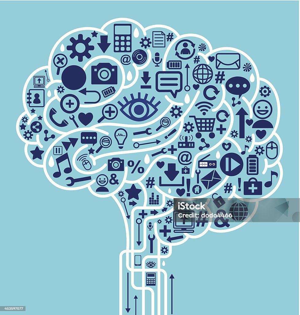 Cerebro de los medios sociales - arte vectorial de Recuerdos libre de derechos