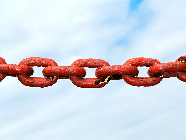 istock steel metal chain links segment sky background 453606289