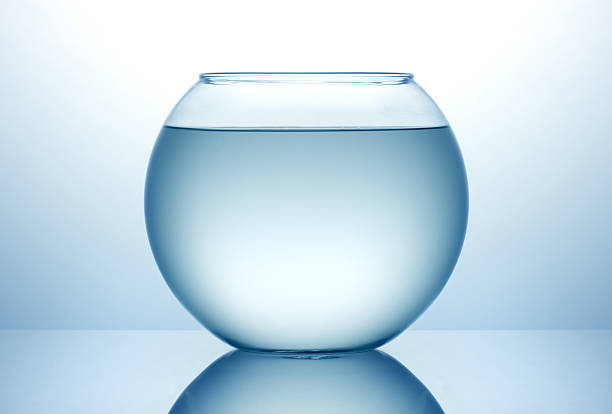 A fish bowl filled with water but no fish stock photo