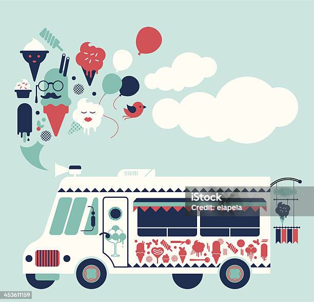 Композиция С Мороженым Машина — стоковая векторная графика и другие изображения на тему Вечеринка - Вечеринка, Миска, Автомобиль