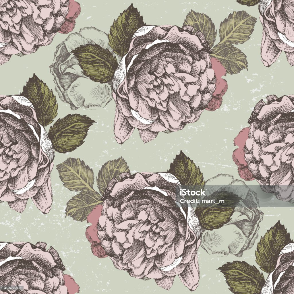 Sans couture rétro motif floral - clipart vectoriel de Fleur - Flore libre de droits