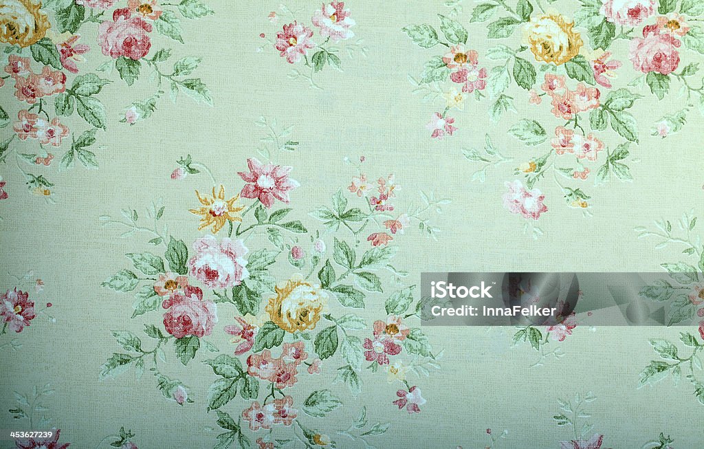 Vintage Green Wallpaper With Floral Pattern Stock Photo - Download Image  Now - Wallpaper - Decor, Backgrounds, Retro Style - iStock