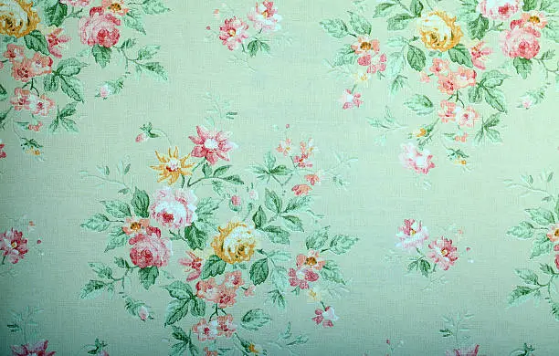 Photo of Vintage green wallpaper with floral pattern