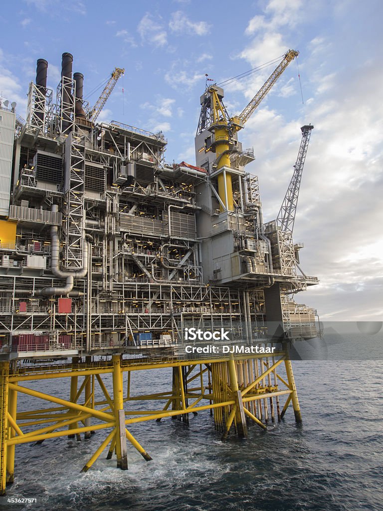 Oil platform Offshore oil platform on the North Sea, in the Norwegian sector Construction Frame Stock Photo