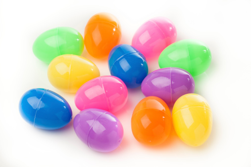 Colored Plastic Easter Eggs with chocolate inside