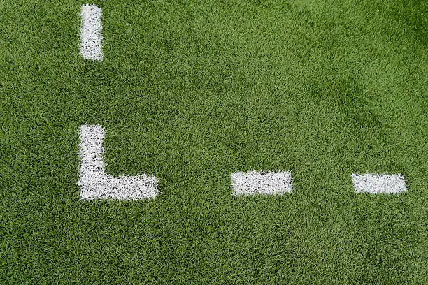 Lines on soccer field green grass