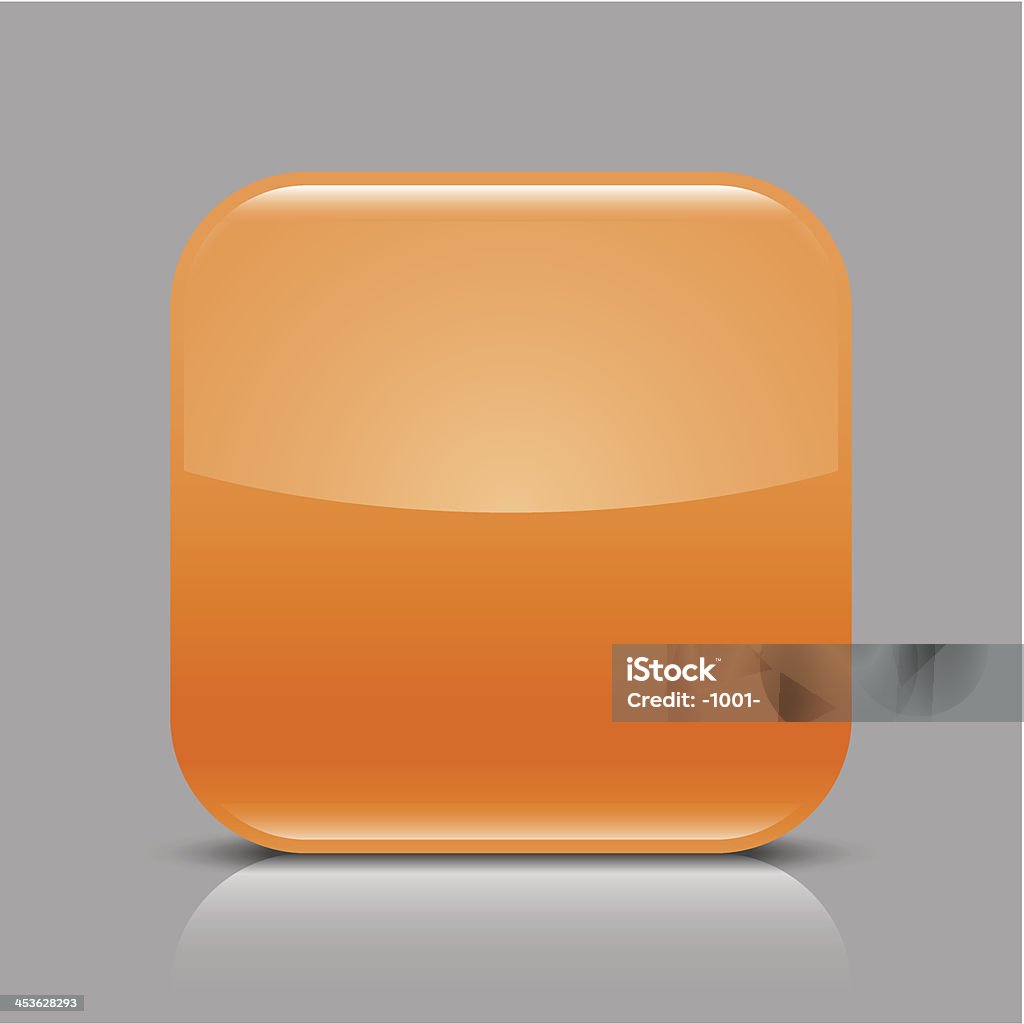 Оранжевый пустой глянцевый значок пустой округлый квадратный веб-кнопку - Векторная графика Без людей роялти-фри