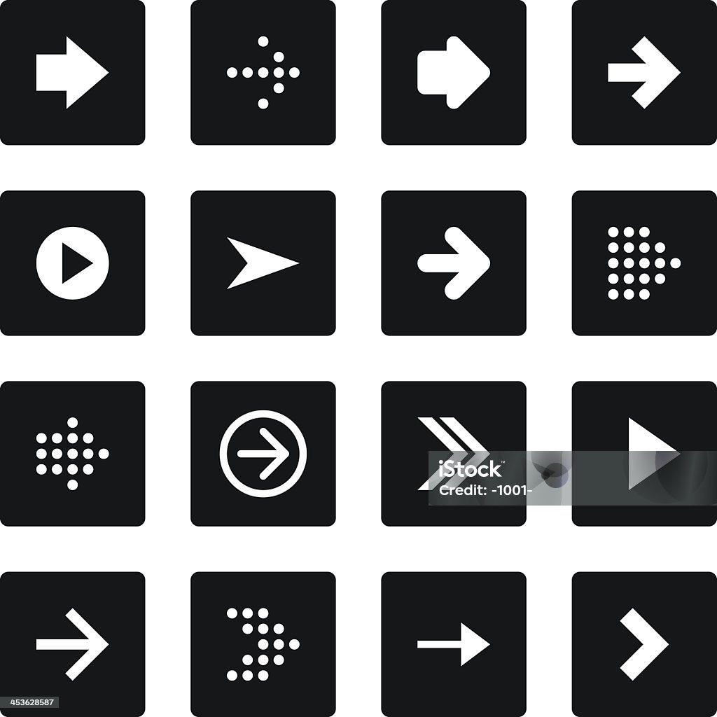 Seta preta square botão plana ícone estilo simples simples - Vetor de Carregamento - Atividade royalty-free