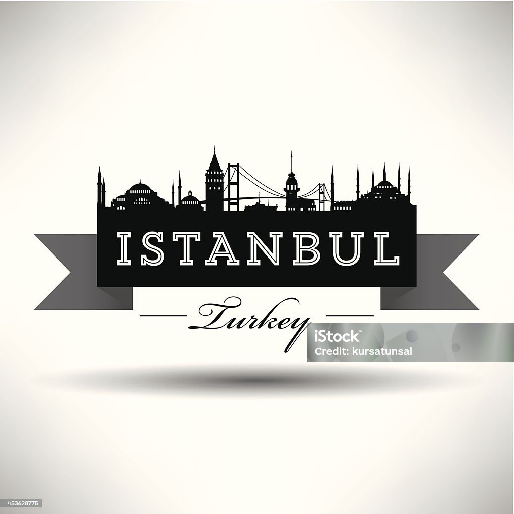 Ribbon Banner mit Istanbul Silhouette - Lizenzfrei Istanbul Vektorgrafik