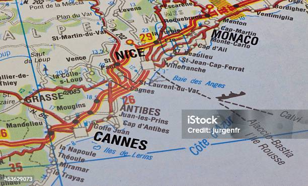 Côte Dazurfranceregionskgm Sobre Um Velho Mapa - Fotografias de stock e mais imagens de Mapa - Mapa, Riviera Francesa, Menton