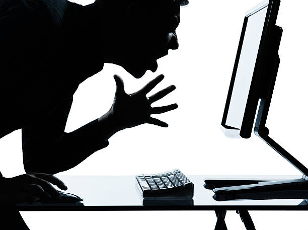 Computing Anger 40+ One Business Man Silhouette Computer Computing Angry Stock Photos ...