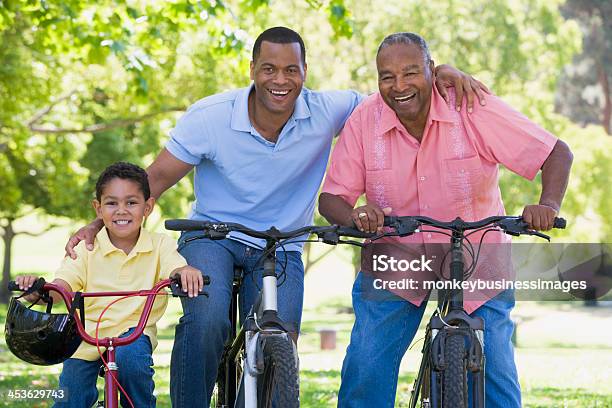 Grandfather Grandson And Son Bike Riding Stock Photo - Download Image Now - Father, Cycling, Son