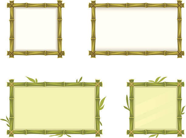 대나무 프레임 - tropical climate banner placard bamboo stock illustrations