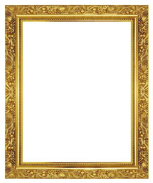 antico telaio oro su sfondo bianco - picture frame frame gold ornate foto e immagini stock