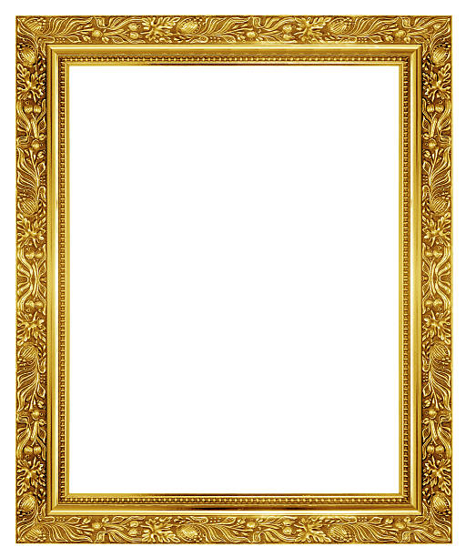 antiga moldura dourada no fundo branco - picture frame frame gold ornate - fotografias e filmes do acervo