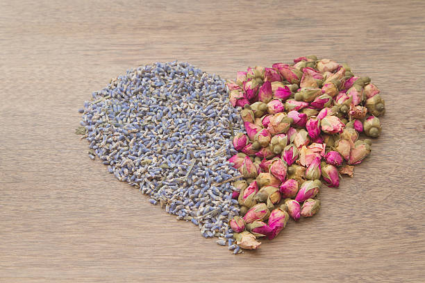 istock Flower tea rose buds and Lavender went 453633513
