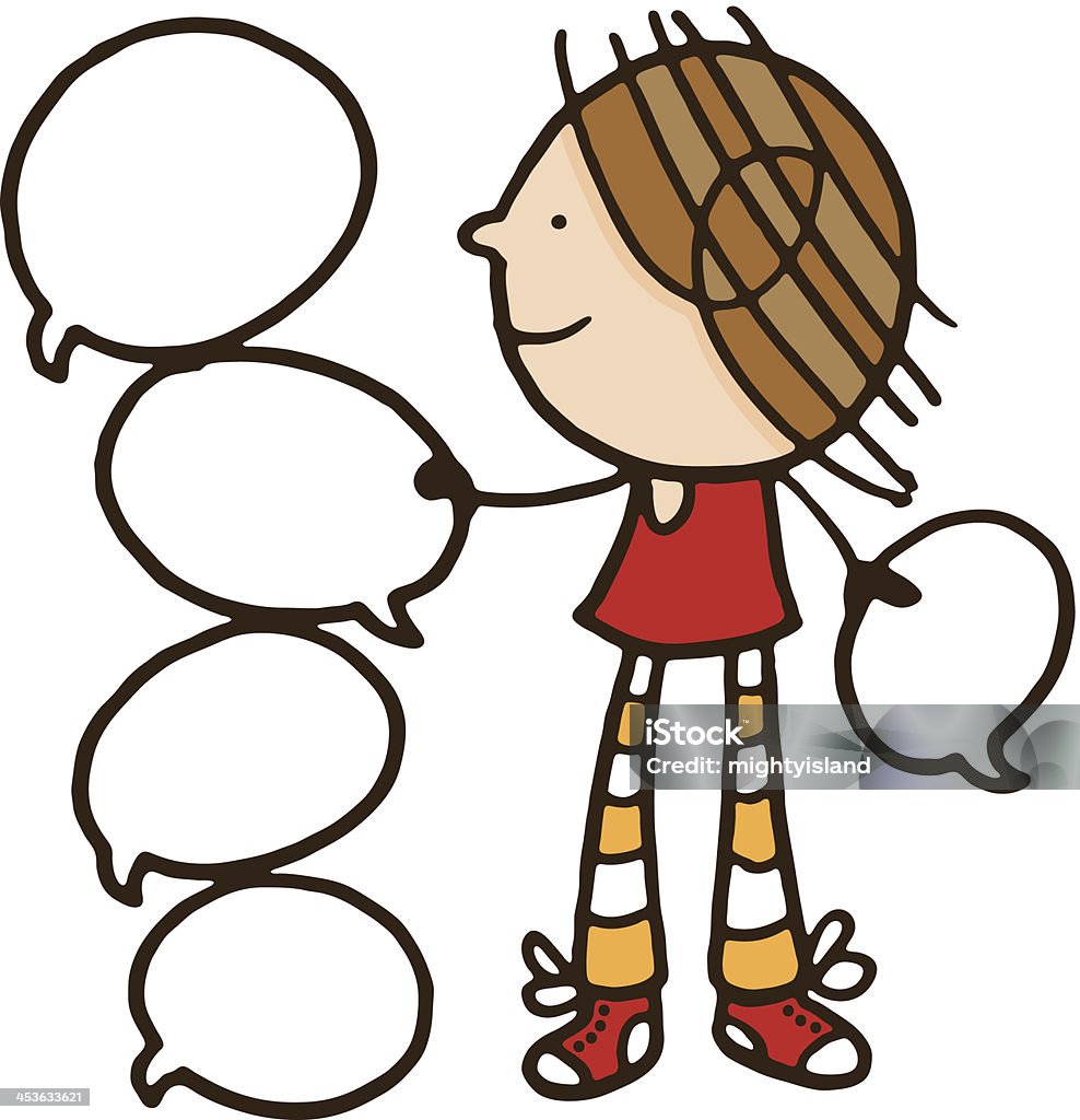 Mädchen hält Rede Blasen - Lizenzfrei Kind Vektorgrafik