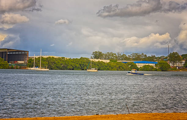 istock Pleasure craft on the Brisbane River with docks 453635331