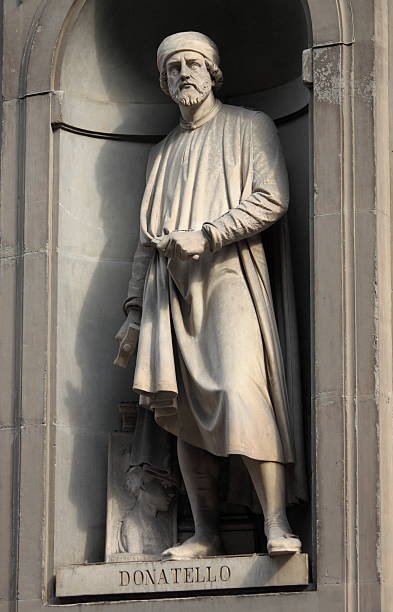 Statue of Donatello Statue of Donatello outside the Uffizi Museum in Florence, Italy donatello italian sculptor stock pictures, royalty-free photos & images