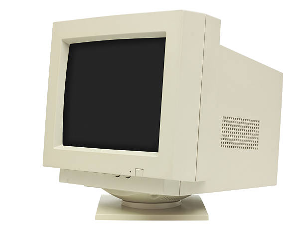 CRT Monitor Side View Side view of CRT monitor isolated on white with clipping path - plain dark screen for copy crt computer screen stock pictures, royalty-free photos & images